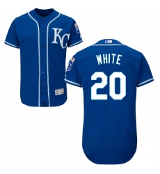 Men's Majestic Kansas City Royals #20 Frank White Royal Blue Alternate Flex Base Authentic Collection MLB Jersey