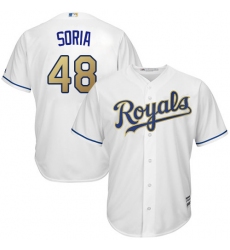 Youth Majestic Kansas City Royals #48 Joakim Soria Authentic White Home Cool Base MLB Jersey