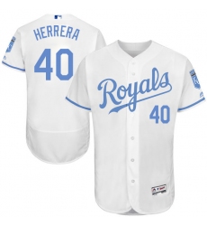Men's Majestic Kansas City Royals #40 Kelvin Herrera Authentic White 2016 Father's Day Fashion Flex Base MLB Jersey