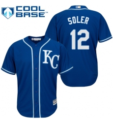 Men's Majestic Kansas City Royals #12 Jorge Soler Replica Blue Alternate 2 Cool Base MLB Jersey