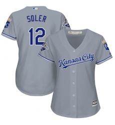 Women's Majestic Kansas City Royals #12 Jorge Soler Authentic Grey Road Cool Base MLB Jersey