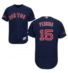 Men's Majestic Boston Red Sox #15 Dustin Pedroia Navy Blue Alternate Flex Base Authentic Collection 2018 World Series Champions MLB Jersey
