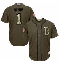 Men's Majestic Boston Red Sox #1 Bobby Doerr Authentic Green Salute to Service MLB Jersey
