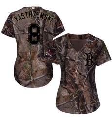 Women's Majestic Boston Red Sox #8 Carl Yastrzemski Authentic Camo Realtree Collection Flex Base 2018 World Series Champions MLB Jersey