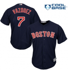 Youth Majestic Boston Red Sox #7 Christian Vazquez Authentic Navy Blue Alternate Road Cool Base MLB Jersey