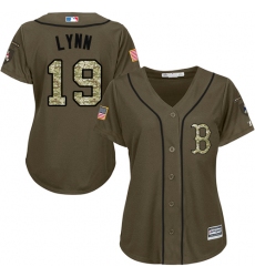 Women's Majestic Boston Red Sox #19 Fred Lynn Authentic Green Salute to Service MLB Jersey