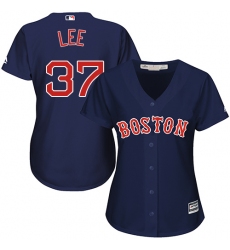 Women's Majestic Boston Red Sox #37 Bill Lee Authentic Navy Blue Alternate Road MLB Jersey