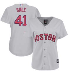 Women's Majestic Boston Red Sox #41 Chris Sale Replica Grey Road MLB Jersey