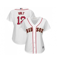 Women's Boston Red Sox #12 Brock Holt Authentic White 2019 Gold Program Cool Base Baseball Jersey