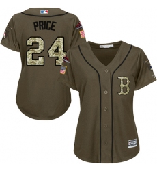Women's Majestic Boston Red Sox #24 David Price Authentic Green Salute to Service 2018 World Series Champions MLB Jersey
