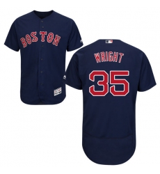 Men's Majestic Boston Red Sox #35 Steven Wright Navy Blue Alternate Flex Base Authentic Collection MLB Jersey