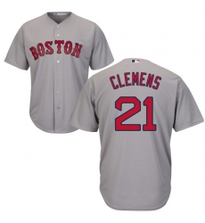 Men's Majestic Boston Red Sox #21 Roger Clemens Replica Grey Road Cool Base MLB Jersey