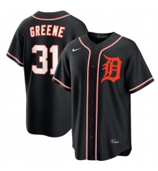 Men's Detroit Tigers #31 Riley Greene Black Out Stitched Baseball Jersey