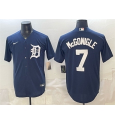 Mens Detroit Tigers #7 Kevin McGonigle Navy Cool Base Stitched Baseball Jersey