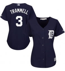 Women's Majestic Detroit Tigers #3 Alan Trammell Authentic Navy Blue Alternate Cool Base MLB Jersey