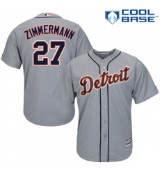 Youth Majestic Detroit Tigers #27 Jordan Zimmermann Authentic Grey Road Cool Base MLB Jersey