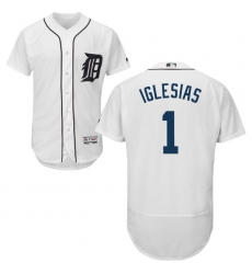 Men's Majestic Detroit Tigers #1 Jose Iglesias White Home Flex Base Authentic Collection MLB Jersey
