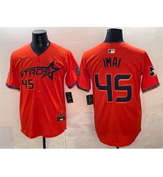 Men's Houston Astros #45 Tatsuya Imai Orange 2025 City Connect With Texas Limited Stitched Baseball Jersey