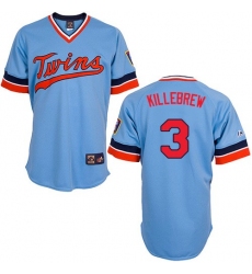 Men's Majestic Minnesota Twins #3 Harmon Killebrew Replica Light Blue Cooperstown Throwback MLB Jersey