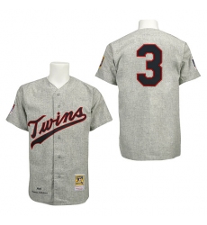 Men's Mitchell and Ness 1969 Minnesota Twins #3 Harmon Killebrew Replica Grey Throwback MLB Jersey