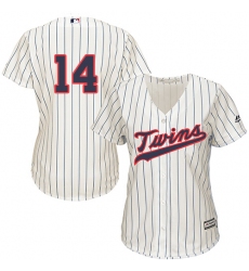 Women's Majestic Minnesota Twins #14 Kent Hrbek Authentic Cream Alternate Cool Base MLB Jersey