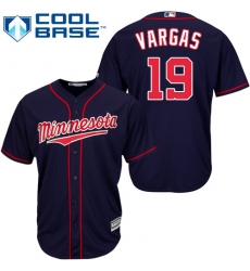 Men's Majestic Minnesota Twins #19 Kennys Vargas Replica Navy Blue Alternate Road Cool Base MLB Jersey