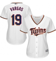 Women's Majestic Minnesota Twins #19 Kennys Vargas Replica White Home Cool Base MLB Jersey