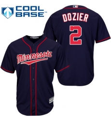 Youth Majestic Minnesota Twins #2 Brian Dozier Replica Navy Blue Alternate Road Cool Base MLB Jersey