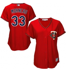 Women's Majestic Minnesota Twins #33 Justin Morneau Replica Scarlet Alternate Cool Base MLB Jersey