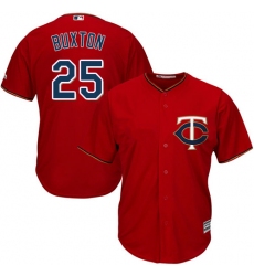 Youth Majestic Minnesota Twins #25 Byron Buxton Replica Scarlet Alternate Cool Base MLB Jersey
