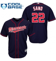 Youth Majestic Minnesota Twins #22 Miguel Sano Replica Navy Blue Alternate Road Cool Base MLB Jersey