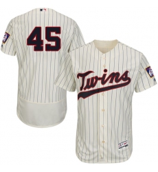 Men's Majestic Minnesota Twins #45 Phil Hughes Authentic Cream Alternate Flex Base Authentic Collection MLB Jersey