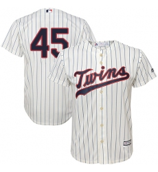 Men's Majestic Minnesota Twins #45 Phil Hughes Replica Cream Alternate Cool Base MLB Jersey