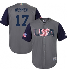 Youth USA Baseball Majestic #17 Pat Neshek Gray 2017 World Baseball Classic Replica Team Jersey