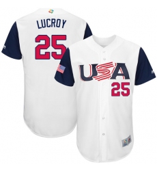 Youth USA Baseball Majestic #25 Jonathan Lucroy White 2017 World Baseball Classic Authentic Team Jersey