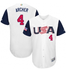 Youth USA Baseball Majestic #4 Chris Archer White 2017 World Baseball Classic Authentic Team Jersey