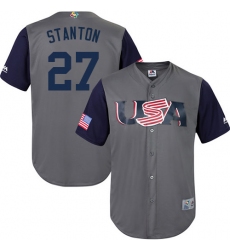 Youth USA Baseball Majestic #27 Giancarlo Stanton Gray 2017 World Baseball Classic Replica Team Jersey