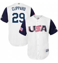 Men's USA Baseball Majestic #29 Tyler Clippard White 2017 World Baseball Classic Replica Team Jersey