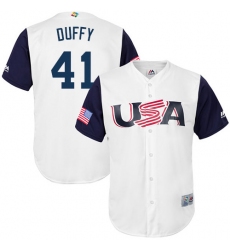 Men's USA Baseball Majestic #41 Danny Duffy White 2017 World Baseball Classic Replica Team Jersey