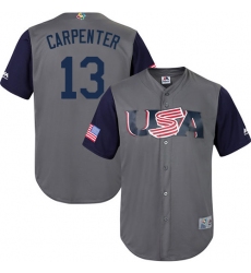 Youth USA Baseball Majestic #13 Matt Carpenter Gray 2017 World Baseball Classic Replica Team Jersey