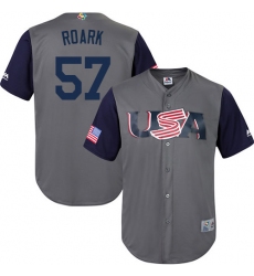 Men's USA Baseball Majestic #57 Tanner Roark Gray 2017 World Baseball Classic Replica Team Jersey