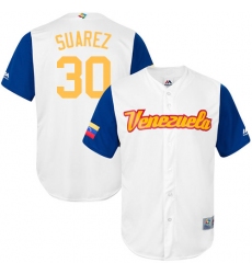 Men's Venezuela Baseball Majestic #30 Robert Suarez White 2017 World Baseball Classic Replica Team Jersey