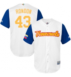 Men's Venezuela Baseball Majestic #43 Bruce Rondon White 2017 World Baseball Classic Replica Team Jersey