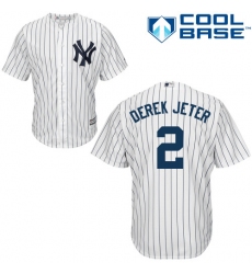 Men's Majestic New York Yankees #2 Derek Jeter Replica White Home MLB Jersey