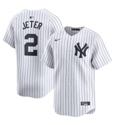 Men's New York Yankees #2 Derek Jeter White Home Limited Stitched Baseball Jersey