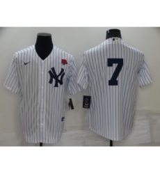 Men's New York Yankees #7 Mickey Mantle White No Name Stitched Rose Nike Cool Base Throwback Jersey