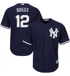 Men's Majestic New York Yankees #12 Wade Boggs Replica Navy Blue Alternate MLB Jersey