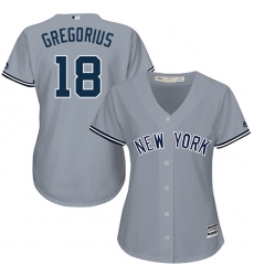 Women's Majestic New York Yankees #18 Didi Gregorius Authentic Grey Road MLB Jersey