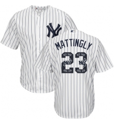 Men's Majestic New York Yankees #23 Don Mattingly Authentic White Team Logo Fashion MLB Jersey