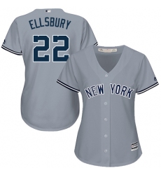 Women's Majestic New York Yankees #22 Jacoby Ellsbury Replica Grey Road MLB Jersey